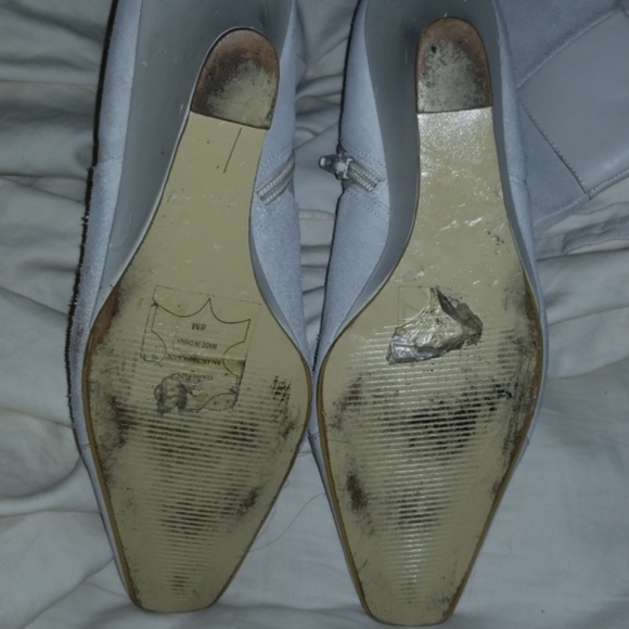 Cream Leather & Suede Platform Booties Sz. 8 - Picture 7 of 8